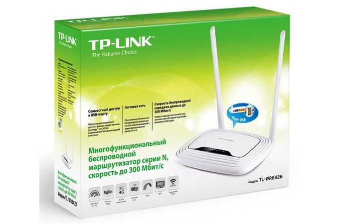 Wi-Fi роутер TP-Link TL-WR842N 802.11n, 2.4 ГГц, 300 Мбит/с, 4xLAN, USB 2.0