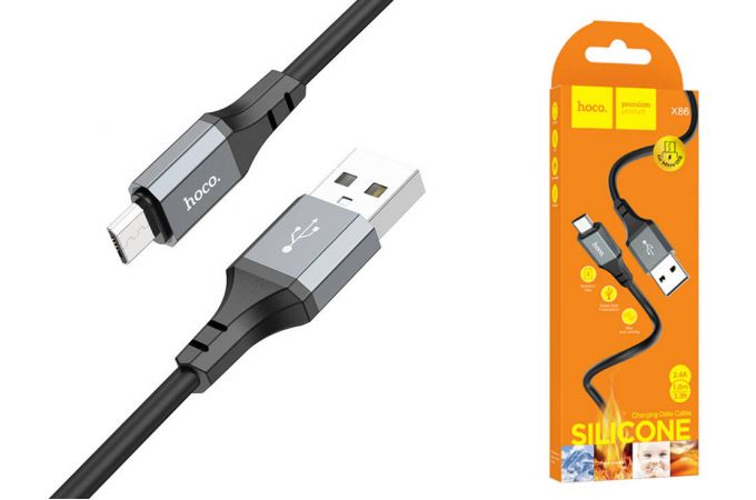 Кабель USB - MicroUSB HOCO X86 (черный) 1м