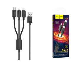 Кабель USB 3 в 1 HOCO X74 lightning/Micro/Type-C (черный) 1м