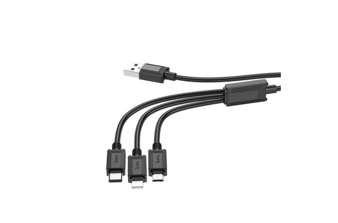 Кабель USB 3 в 1 HOCO X74 lightning/Micro/Type-C (черный) 1м