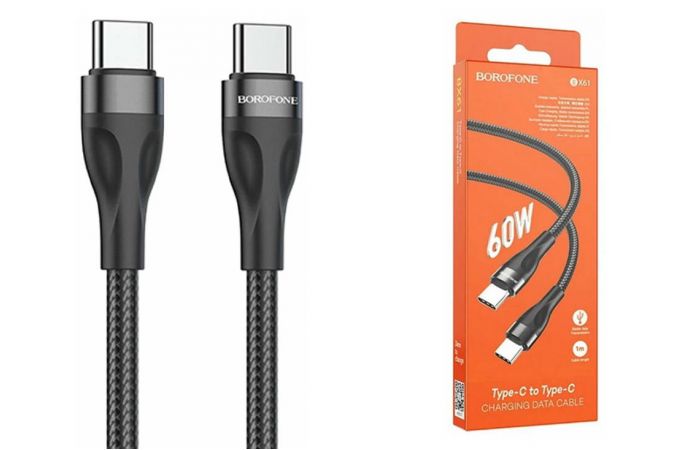 Кабель USB Type-C - USB Type-C BOROFONE BX61, PD60W (черный) 1м