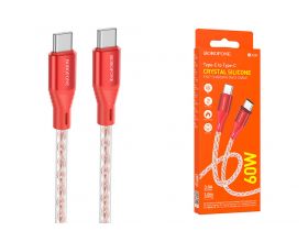 Кабель USB Type-C - USB Type-C BOROFONE BX96, PD60W (красный) 1м силиконовый