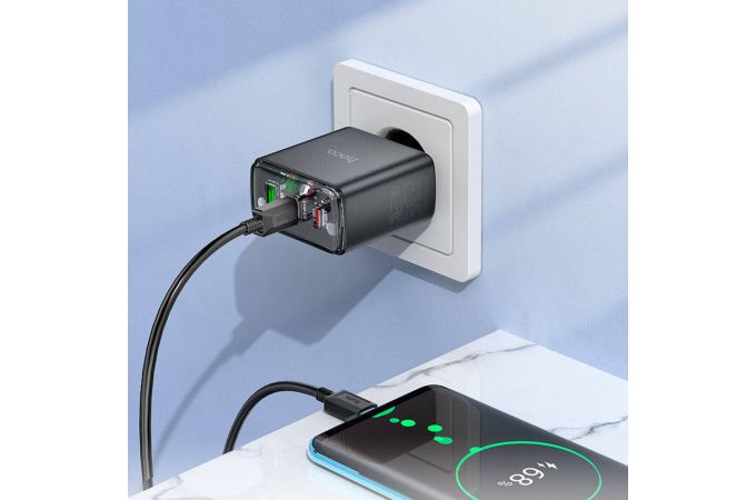 Сетевое зарядное устройство 2USB + USB-C + кабель Type-C-Type-C HOCO CS44A Smart PD65W (белый)