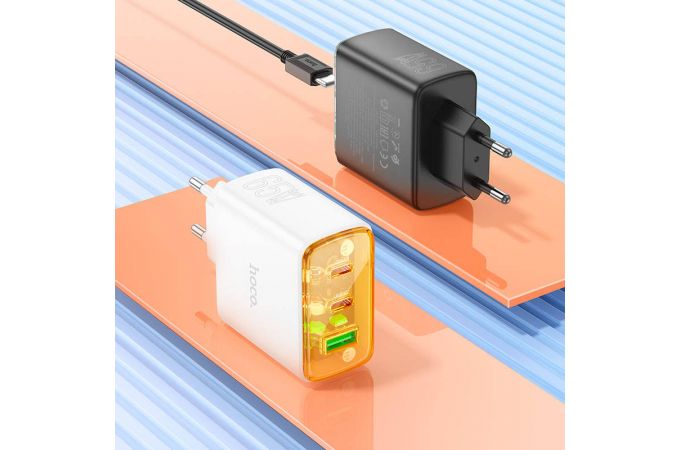 Сетевое зарядное устройство 2USB + USB-C + кабель Type-C-Type-C HOCO CS44A Smart PD65W (белый)