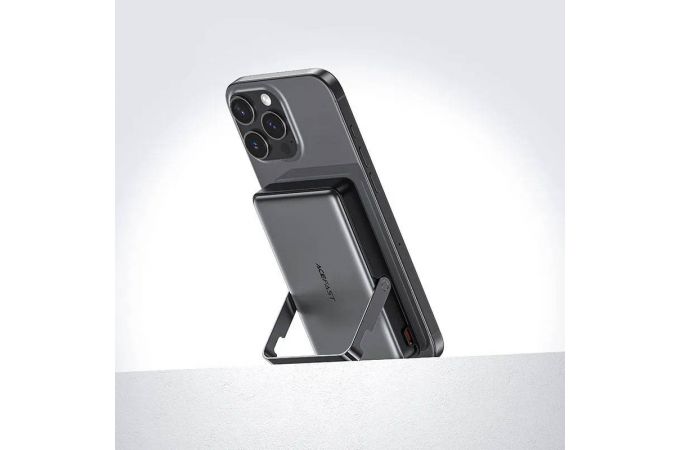 Универсальный дополнительный аккумулятор Power Bank ACEFAST M17 PD20W/22.5W magnetic charging power bank with built-in stand 10000 mAh Black (черный)