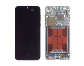 Дисплей для Huawei Pura 70 (ADY-LX9) в сборе с тачскрином + рамка (белый) оригинал с разбора, на рамке есть потертости