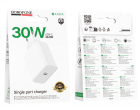 Сетевое зарядное устройство USB-C BOROFONE BA107A PD 30W (белый)