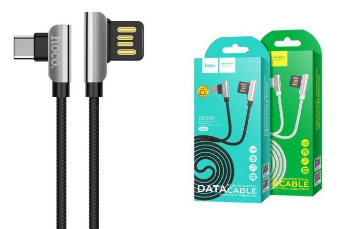 Кабель USB - USB Type-C HOCO U42, 2,4A (черный) 1,2м (угловой)