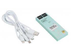 Кабель USB 3 в 1 HOCO X1 lightning/Micro/Type-C (белый) 1м