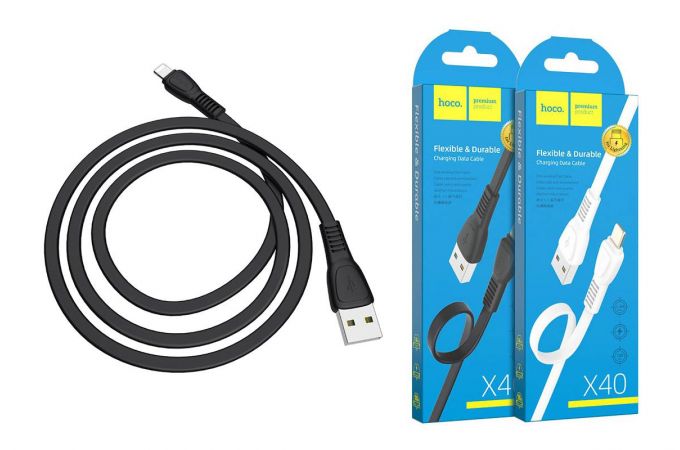 Кабель USB - Lightning HOCO X40, 2,4A (черный) 1м