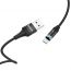 Кабель USB - MicroUSB HOCO U76 2,4A (черный) 1,2м (в оплетке, магнитный)