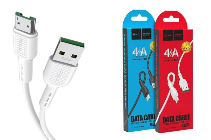 Кабель USB - MicroUSB HOCO X33 4A (белый) 1м