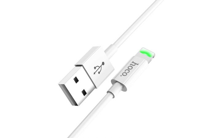 Кабель USB - Lightning HOCO X43, 2,4A (белый) 1м (LED индикатор)