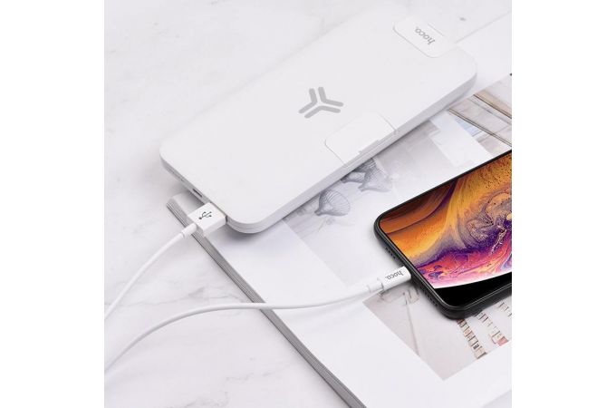 Кабель USB - Lightning HOCO X43, 2,4A (белый) 1м (LED индикатор)