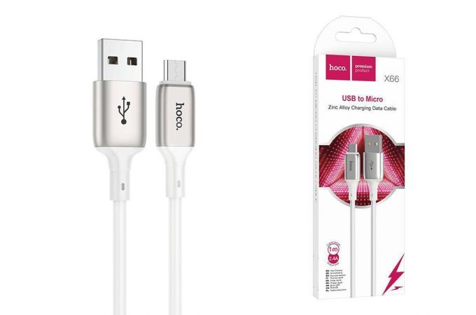 Кабель USB - MicroUSB HOCO X66 Prime (белый) 1м