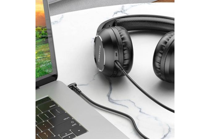 Кабель аудио AUX BOROFONE BL10 AUX 3.5 2 метр черный угловой