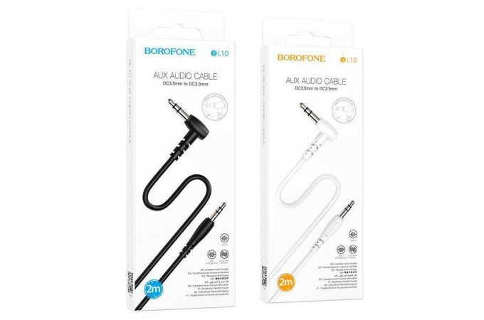 Кабель аудио AUX BOROFONE BL10 AUX 3.5 2 метр черный угловой