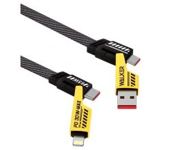 Кабель USB-C - USB-A/USB-C WALKER C980  1.2 m 65W 4 в 1 на Type-C/Lightning нейлон черный