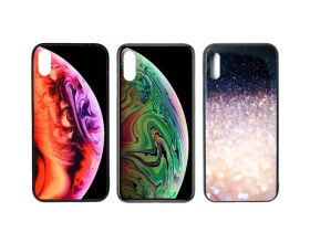 Чехол стеклянный Phone XS Max (рисунок в ассортименте)