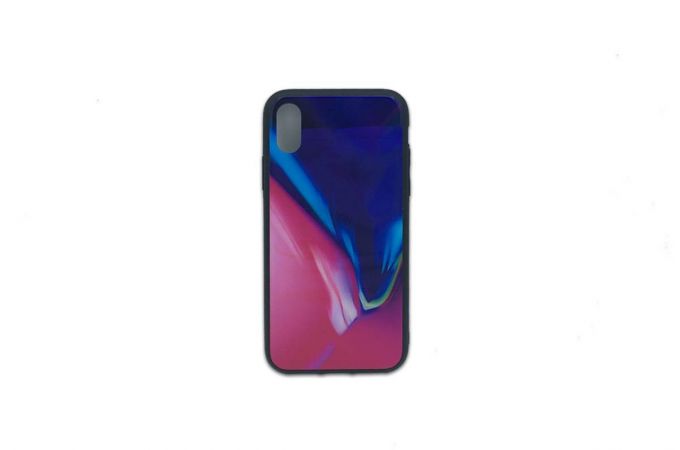 Чехол стеклянный iPhone XS (рисунок в ассортименте)