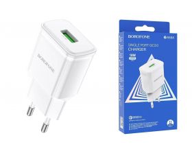 Сетевое зарядное устройство USB BOROFONE BA59A Heavenly single port QC3.0 (белый)