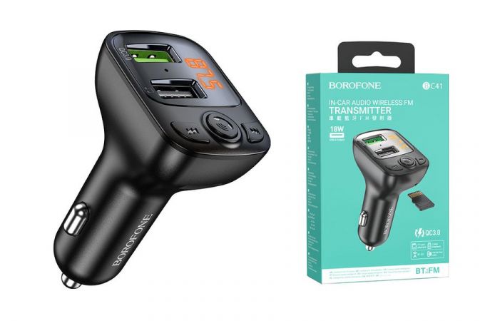 FM-Модулятор BOROFONE BC41 Eminecy QC3.0 car BT FM transmitter