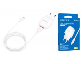 Сетевое зарядное устройство USB + кабель Lightning BOROFONE BA49A Vast power 2400mAh (белый)