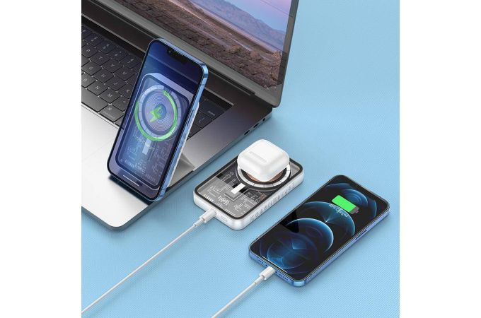 Универсальный дополнительный аккумулятор Power Bank HOCO Q10 magnetic magsafe (5000 mAh) (белый)