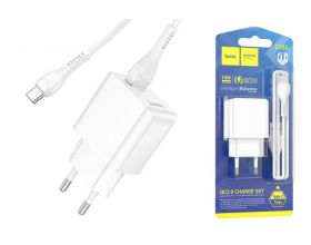 Сетевое зарядное устройство USB + кабель Type-C HOCO C98A QC3.0 (белый)