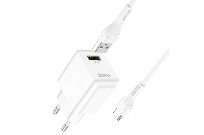 Сетевое зарядное устройство USB + кабель Type-C HOCO C98A QC3.0 (белый)