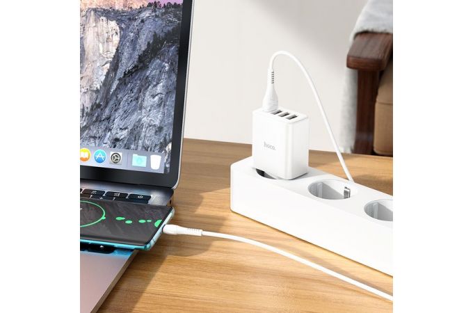 Сетевое зарядное устройство 4USB HOCO Fuerza C102A Fast Charging 3.0 (белый)