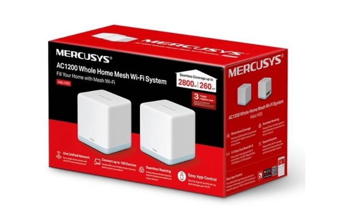 Wi-Fi роутер Mercusys HALO H30(2-PACK)				 (Mesh Wi-Fi система)