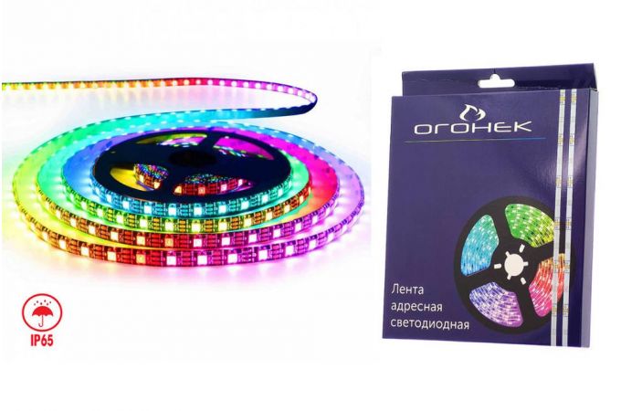 LED лента RGB Огонек OG-LDL46 5м (SMD5050,WS2812,3pin,5В, IP65)