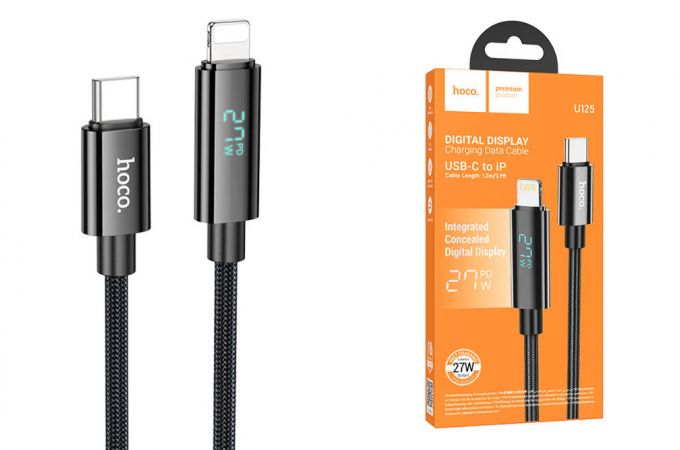 Кабель USB Type-C - Lightning HOCO U125 Benefit PD27W (черный) 1м