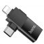 Переходник OTG HOCO UA17 Type-C (M) /Lightning (M) --> USB3.0 (F) ( 2 в 1)