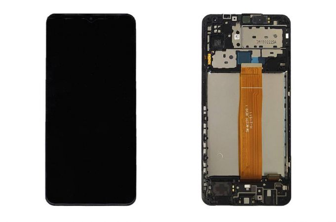 Дисплей для Samsung M127F Galaxy M12 Black в сборе с тачскрином + рамка, 100%