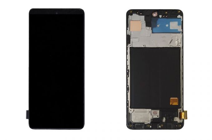 Дисплей для Samsung A515FN Galaxy A51 Black в сборе с тачскрином + рамка, OLED (Big glass)