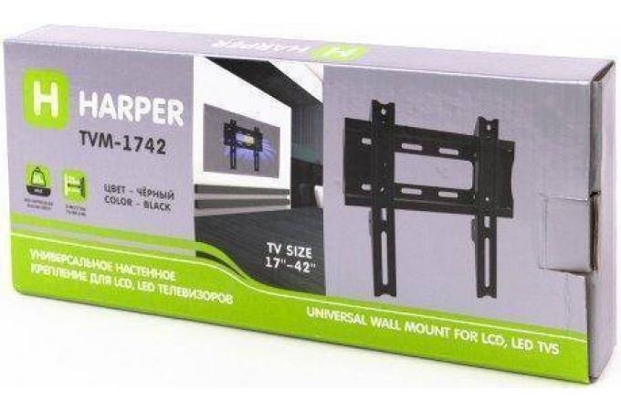 Кронштейн для LCD TV  HARPER TVM-1742 16" – 43", 30 кг, расстояние от стены 25мм.