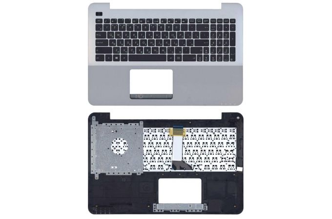 Клавиатура для ноутбука Asus X555 топ-панель черно-серебристая