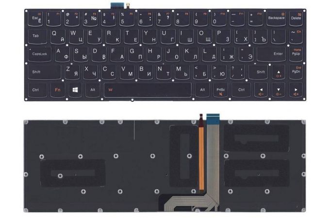 Клавиатура для ноутбука Lenovo Yoga 3 pro 1370 черная с подсветкой