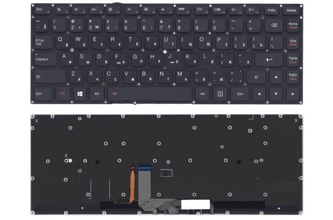 Клавиатура для ноутбука Lenovo Yoga 4 pro Yoga 900 черная с подсветкой