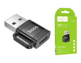 Переходник HOCO UA31D USB male to Type-C female USB2.0 adapter, чёрный