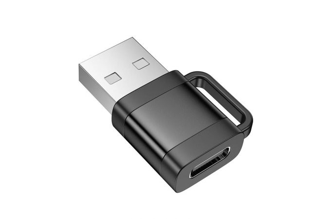 Переходник HOCO UA31D USB male to Type-C female USB2.0 adapter, чёрный