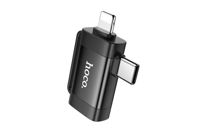 Переходник OTG HOCO UA31F iP male/Type-C male to USB female OTG 2-in-1 adapter, чёрный