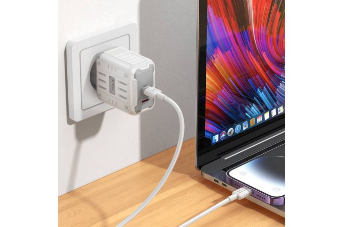 Сетевое зарядное устройство 2USB-C HOCO C137A Rock PD45W (белый)