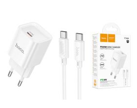 Сетевое зарядное устройство USB-C + кабель Type-C HOCO C146A Charm single port PD20W (белый)