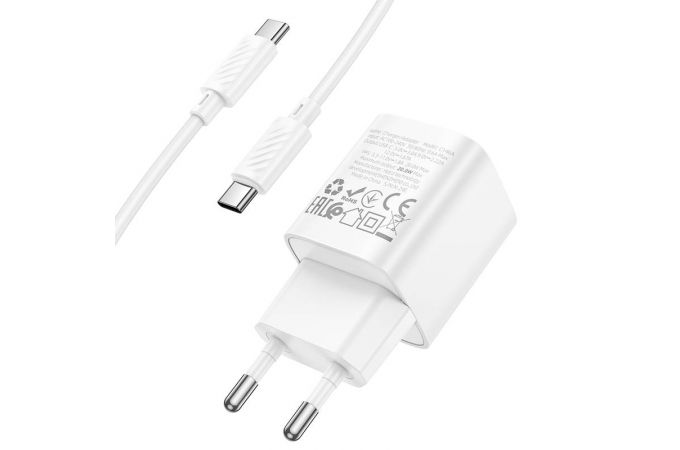 Сетевое зарядное устройство USB-C + кабель Type-C HOCO C146A Charm single port PD20W (белый)