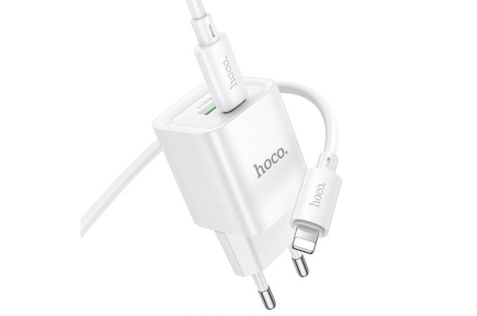 Сетевое зарядное устройство USB-C + кабель Lightning - Type-C HOCO C147A Charm PD20W+QC3.0 (белый)