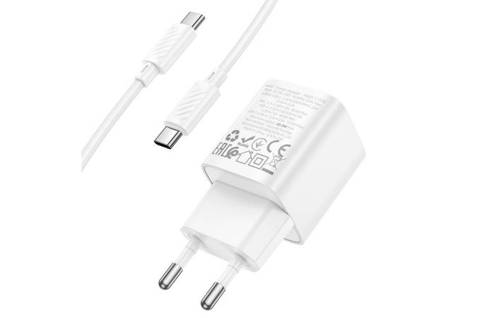 Сетевое зарядное устройство USB-C + кабель Type-C HOCO C147A Charm PD20W+QC3.0 (белый)