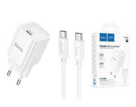 Сетевое зарядное устройство USB-C + кабель Type-C HOCO C148A Charm single port PD30W (белый)